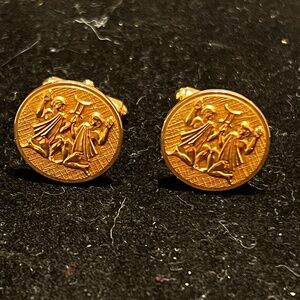 Vintage Gemini Horoscope Gold Cufflinks - Unique Astrological Jewelry